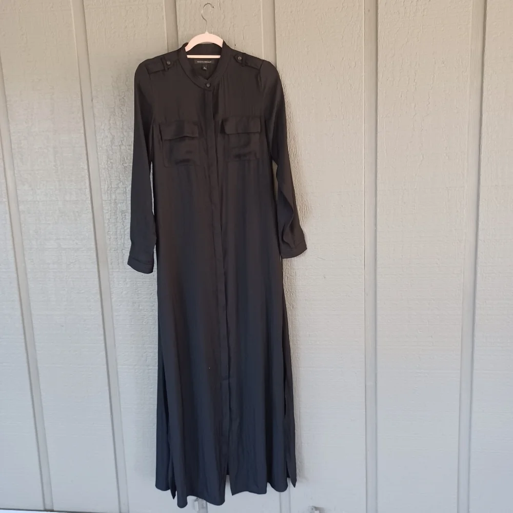 Banana Republic Soft Utility Maxi Dress Size 6 Minimalist Long Sleeve Pockets